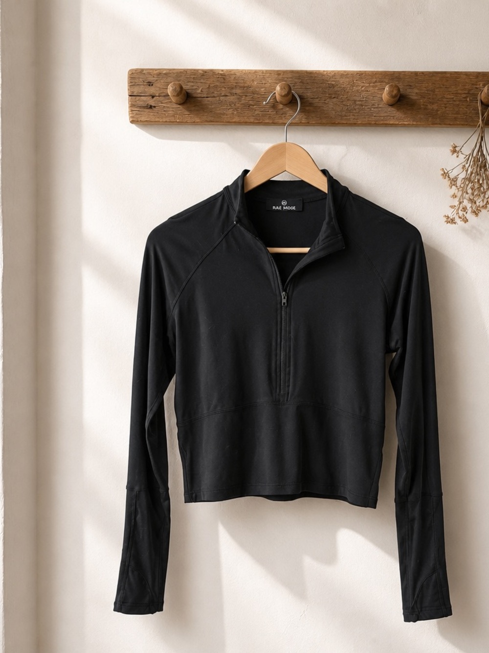 Black Long-Sleeve Half-Zip Top